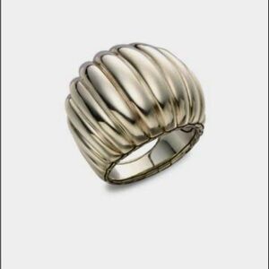 John Hardy Bedeg Large Dome Fluted Cocktail Ring in Sterling Silver Size 7 NEW